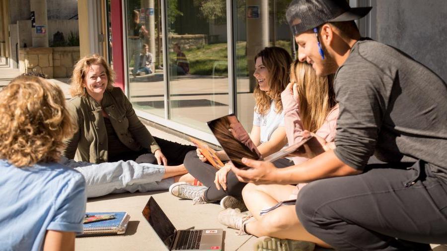 Deborah Dunn teaching outside